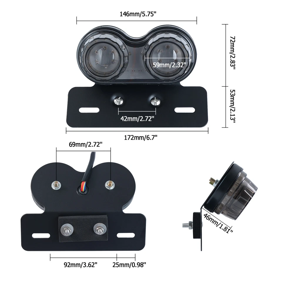 Motorcycle LED License Plate Lamps Tail Stop Brake Lights Turn Signals Dirt Bike Foto 3 de 4