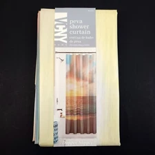 VCNY Ocean Sunset Shower Curtain Peva Tropical Beach Coastal 70x72" New