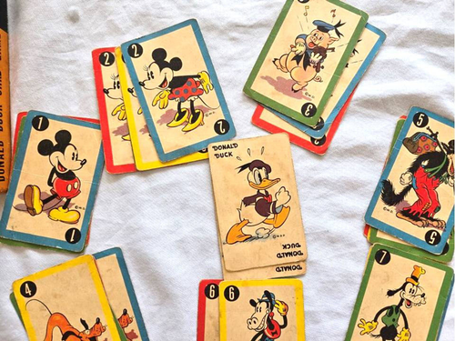 Tarjeta de juego de cartas del Pato Donald 1941 con tarjetas de Mickey Mouse Old Maid Whitman Pub. - Imagen 3 de 10