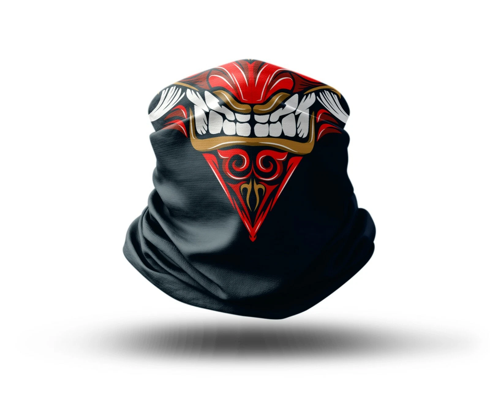Washable Fabric Face Cover Neck Gaiter Red Samurai Mask Design II EU Made