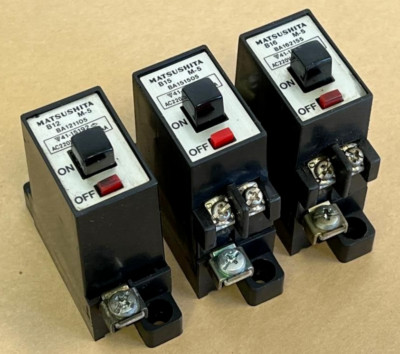 LOT OF 3: MATSUSHITA CIRCUIT BREAKER 1A 5A 15A, M-5 AC220V IC2.5KA, B12 B15 B16