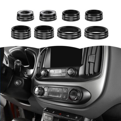 8PCS Center Console AC Switch Knob Cover Trim Ring For Chevy Colorado Canyon 14+