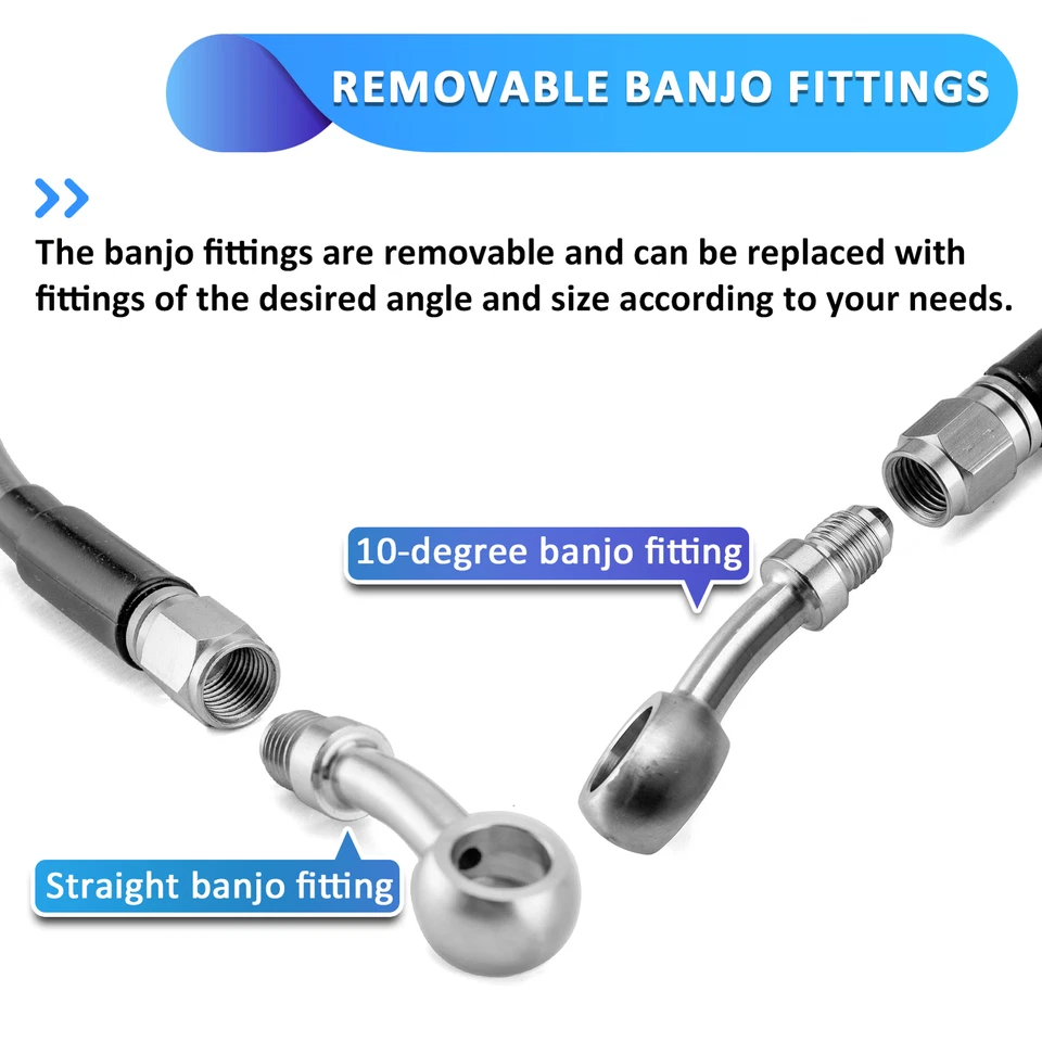 Stainless Steel Upper Brake Line Kit Front +6" For Harley Road King Glide w/ABS - Image 4 of 4