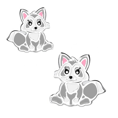 Kinder Ohrringe Fuchs Ohrstecker Mädchen 925 Silber Sicherheitsverschluss
