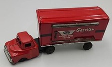 Vtg Japan Tin Friction Truck and Trailer grey van lines moving 40s 50s HTF