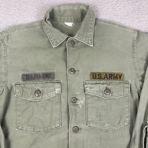 US Army Utility Hemd Herren 15,5 x 31 grün OG 107 Vietnam Ära 60er Satin Vintage - Bild 3 von 12