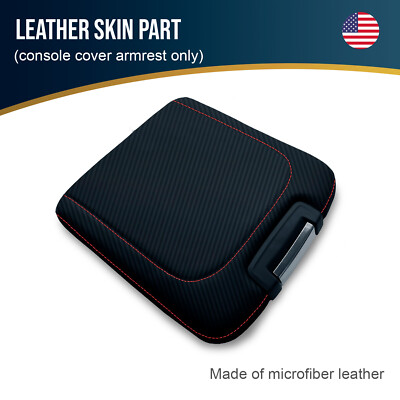 Fits 2013-2018 Dogde Ram Carbon Fiber Console Armrest Cover Red Stitch