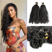 Sassy Curly Flat Tip Human Hair Extension Pre Bonded Keratin Fusion Hair 100pcs