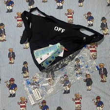 NEW NWT Off-White "Black off" Bandana Mask Black White S/M Stretch Technical