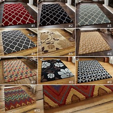 LARGE THICK HAND TUFTED WOOL MODERN SOFT QUALITY MODERN ELEMENT FUSION AZTEC RUG