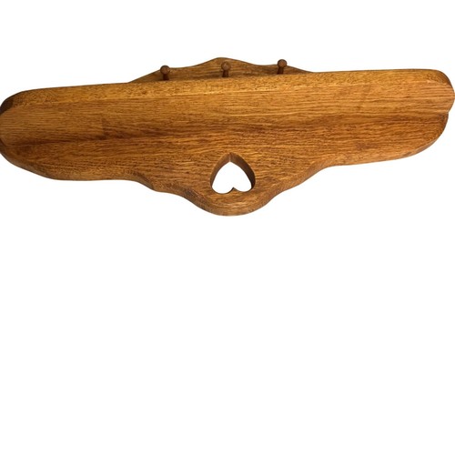 Estante de montaje en pared de roble macizo hecho a mano clavijas de corazón granja rústico núcleo de campo - Imagen 3 de 7