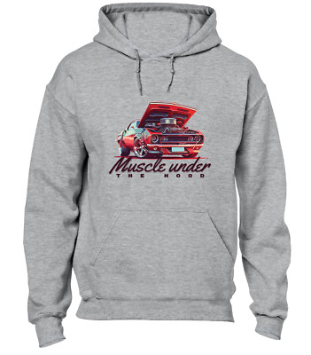 MUSCLE UNDER THE HOODY HOODIE AMERICAN CLASSIC CAR SUPERCAR COOL TOP