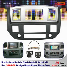 Radio Double Din Dash Install Bezel Kit Silver Slate Grey Fits 2006-09 Dodge Ram