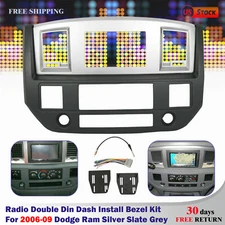 Radio Double Din Dash Install Bezel Kit Silver Slate Grey Fits 2006-09 Dodge Ram