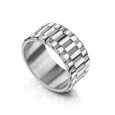 Herren Ring Silber Edelstahl 750 Weißgold 18 Karat vergoldet WASSERFEST R6084D