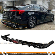 FOR 22-26 HONDA CIVIC SEDAN NEW REV-LIGHT STYLE LED REAR DIFFUSER + CORNER SPATS