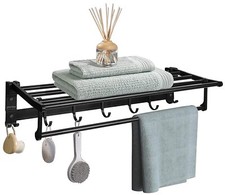 Aluminum Folding Towel Rack/Towel Stand/Hanger/Bathroom Accessories 24'' Black