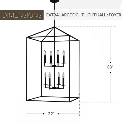 Generation Lighting 8-Light Perryton Pendant Light Fixture Midnight Black 531... - Picture 2 of 2