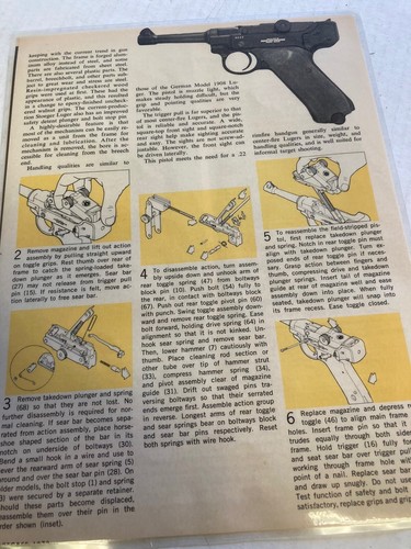 STOEGER LUGAR .22 ILLUSTRATION SHEET (LAMINATED) DENNIS RIORDAN - Picture 2 of 2
