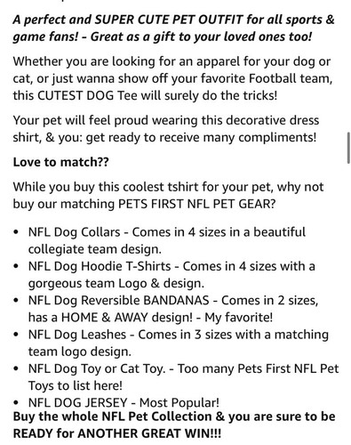 NEW ENGLAND PATRIOTS DOG T SHIRT M NFL Clothing (Blue) - Picture 6 of 11