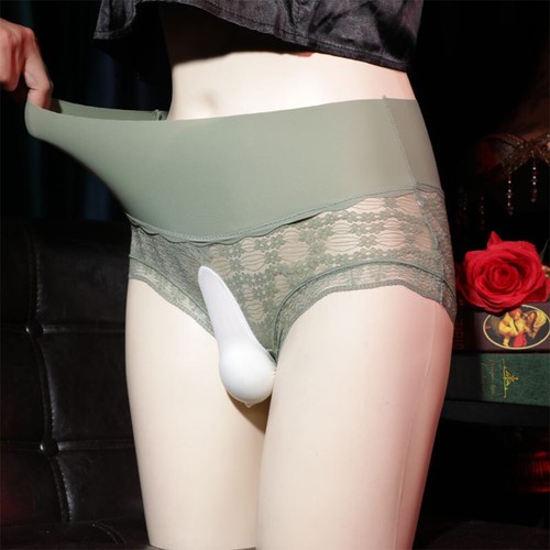 Mens Briefs Underwear Panties Sissy-Pouch Lace Sheer Sexy Lingerie Transparent - Picture 12 of 18