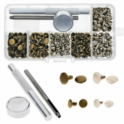 100 x Double Cap Tubular Rapid Rivets Leather Punk Studs Repair Setting DIY Tool 100 x Double Cap Tubular Rapid Rivets Leather Punk Studs Repair Setting DIY Tool