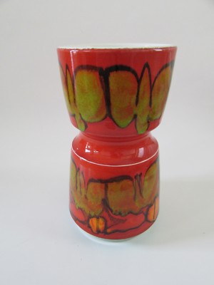 Poole Pottery 蓋付き器 赤・オレンジ VTG Mid Century1960s POOLE Pottery England Orange Delphis Series