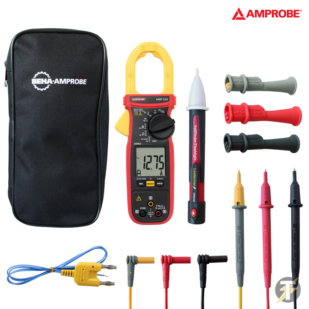 Amprobe AMP320 TRMS HVAC Clamp Multimeter with Case and Lead Set plus