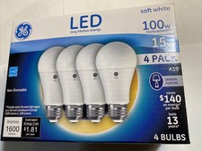 GE Soft White 100W W15 Replacement LED Light Bulbs General Purpose A19  4-pack 