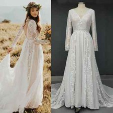 Boho Backless Lace Wedding Dress Drop Ship A Line Plus Size Rustic Bridal Gowns
