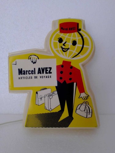 VINTAGE LIGHTING ADVERTISING LAMP MARCEL AVEZ ARTICLES DE VOYAGES PARIS 1950s - Picture 2 of 12