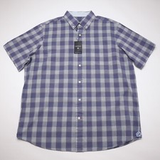 Cremieux Men's Short-Sleeve Shirt L Large Blue White Check NWT 75