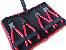 4pcs 7" Circlip Plier Snap Ring Pliers External Internal Kit w/ Zipper Pouch