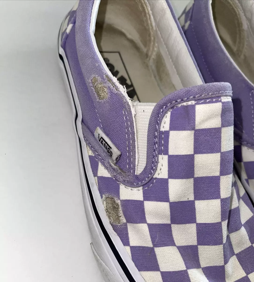 Vans purple checkered outlet slip on