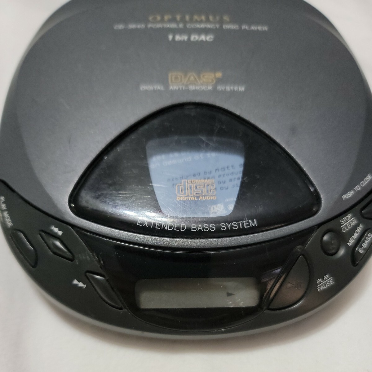 Optimus Portable CD Player CD-3640 DAS 1 Bit Dac extended