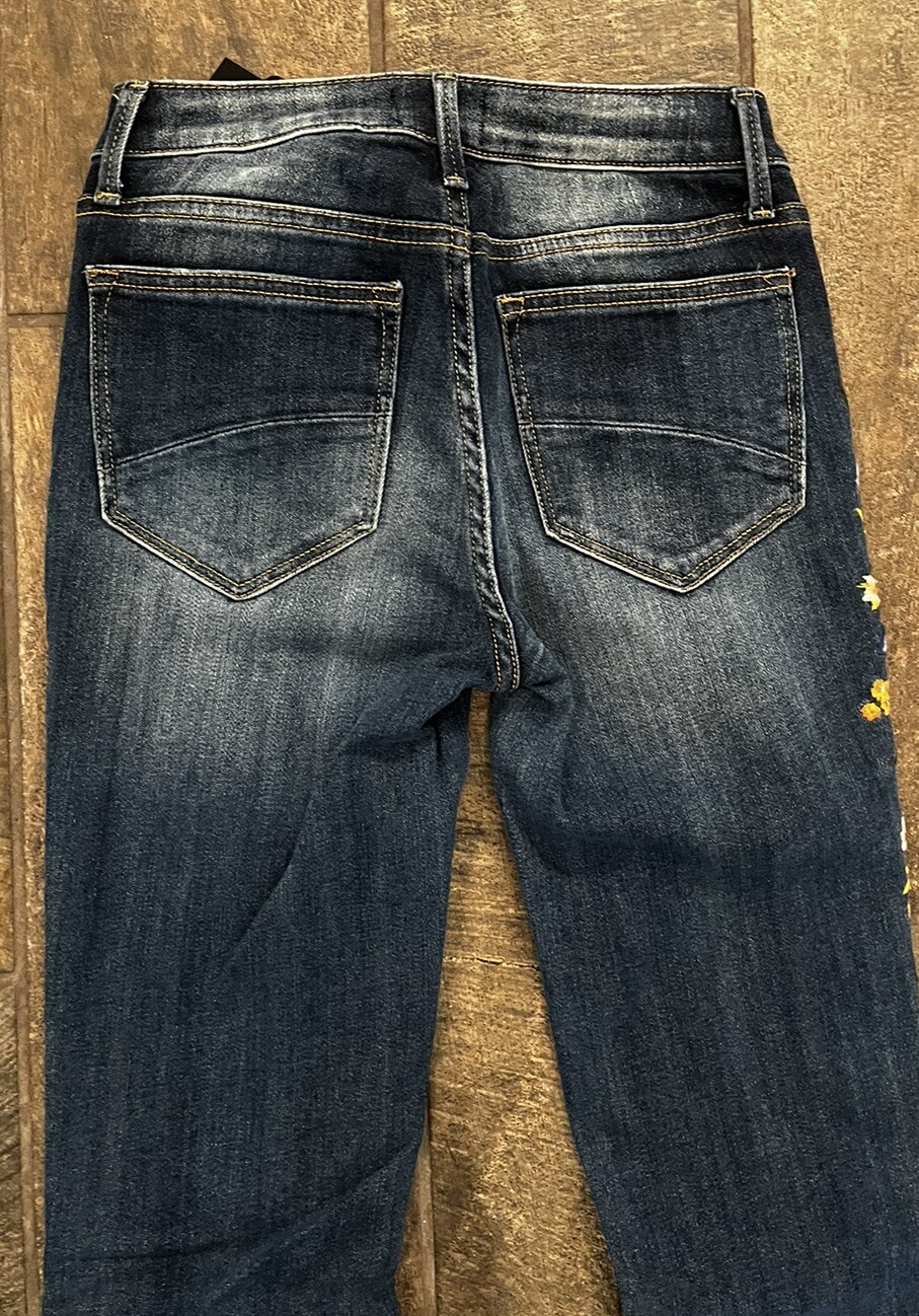 Driftwood Kelly Equinox Blue Floral Embroidered Flare Bootcut Jeans