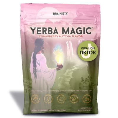 Yerba Magic Strawberry Matcha - 30 Servings, 3-in-1 Super Drink for Clean Energy