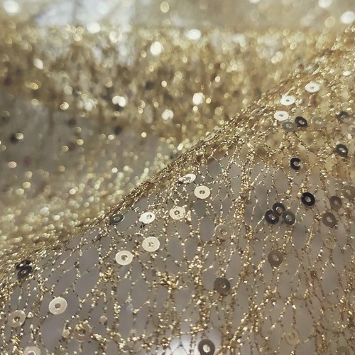 Bling Fabric Sequin Cloth Mesh Glitter for Stage Bridal Dress DIY Wedding Gold - Afbeelding 1 van 6