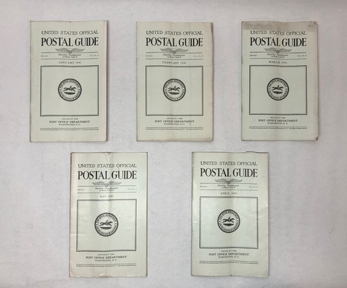(Lot Of 5) Vtg 1941 United States Official Postal Guide