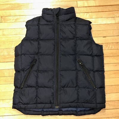 Cabelas Full Zip Goose Down Puffer Black Sz M Zip Pockets Mock Neck