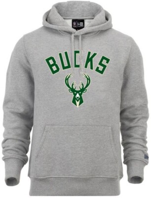 New Era Milwaukee Bucks Team Logo PO Hoody Grey NBA Sweater Hoodie Herren Men