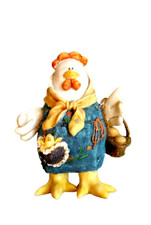 Cute Mother Goose in apron with Baby Goose in pocket, novelty unusual figurine