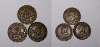 ONE CENT SALE! 1920 21 32 CANADA CENTS LOT 3 COINS #575 45