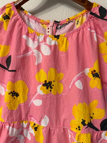 Marni girls size 12 Floral pink/yellow teired dress short sleeve cotton - Picture 2 of 14