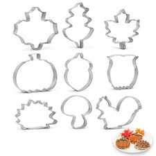 Autumn Cookie Cutters, Leaf Pumpkin Mould Silver