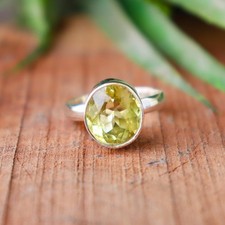 Yellow Topaz Ring Statement Jewelry: Boho Sterling Silver, Natural Gemstone 