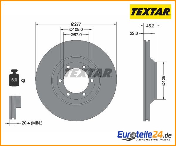 2 St. Bremsscheibe Textar 92149400 FüR Hyundai Galloper Ii-image