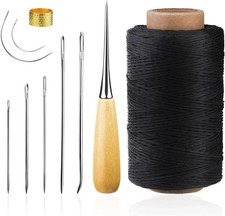 Leather Upholstery Sewing Waxed Thread Kit, 273 Yards Waxed Thread Sewing Nee...