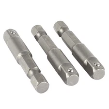 3Pcs Impact Driver/Drill Ready 1/4" Hex Hexagon Shank to 1/4" Socket Adapter