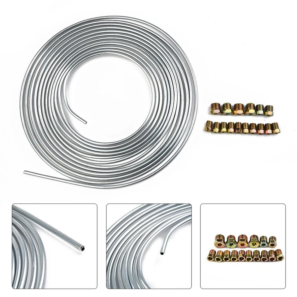 25 Ft. Roll Coil Of 3/16 OD Copper Nickel Brake Line Tubing Kit W/ 16 Fittings - Image 2 of 4
